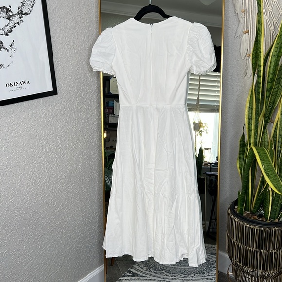 House Of CB ‘Ellery’ White Linen Blend Puff Sleeve Midi Sundress NWOT - Picture 7 of 7